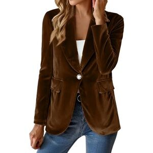Elegant Brown Velvet Women's Blazer